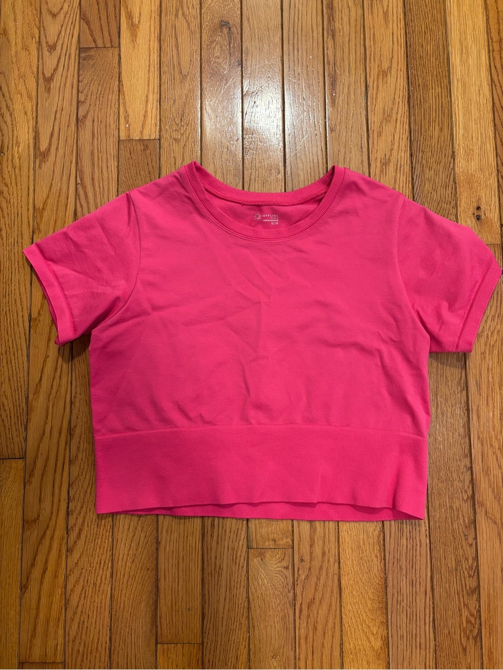 Aerie Offline Bright Pink Cropped Tee
